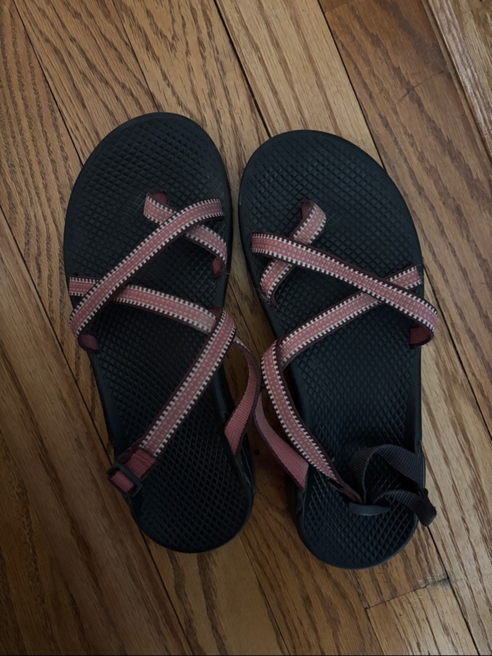 Chaco Black Sandals with Dusty Rose Straps